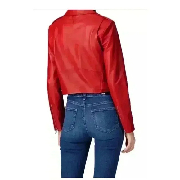 VEDA Baby Jane Leather Moto Jacket Red Size Small - Picture 3 of 14